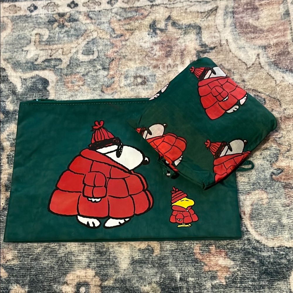 Green Snoopy Pouch and Bag Set